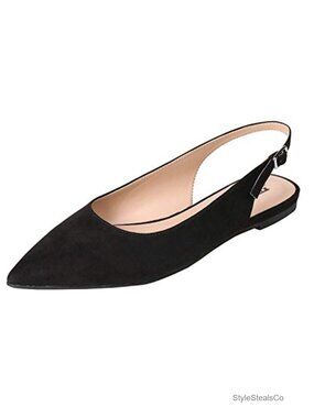 Pointed Toe Slingback Flat Mules Buckle Strap Slip On Casual Shoes